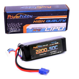 Power Hobby - 4S 14.8V 2200MAH 50C Lipo Battery, w/ EC3 Connector - Hobby Recreation Products
