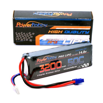 Power Hobby - 4S 14.8V 3200MAH 50C Lipo Battery w/ EC3 Connector - Hobby Recreation Products