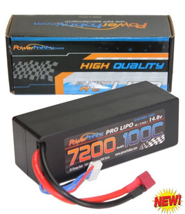 Power Hobby - 4S 14.8V 7200MAH 100C Lipo Battery w Deans Plug Hard Case - Hobby Recreation Products
