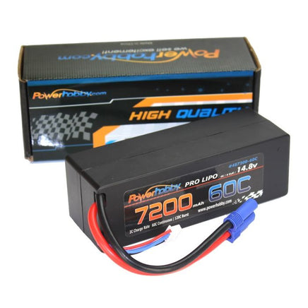 Power Hobby - 4S 14.8V 7200MAH 60C Hard Case Lipo Battery, w/ EC5 Connector - Hobby Recreation Products
