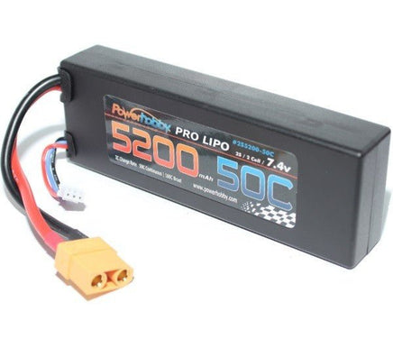 POWER HOBBY - 5200 mAh 7.4V 2S 50C LiPo Battery w/ Hardwired XT90 Connector - Hobby Recreation Products