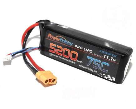 POWER HOBBY - 5200mAh 11.1V 3S 75C Lipo Battery w/ Hardwired XT90 Connector - Hobby Recreation Products