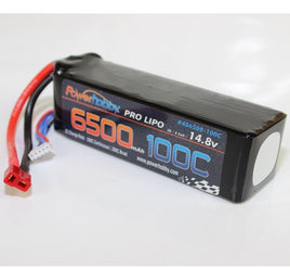 Power Hobby - 6500mAh 14.8V 4S 100C LiPo Battery with Hardwired T-Plug Connector - Hobby Recreation Products