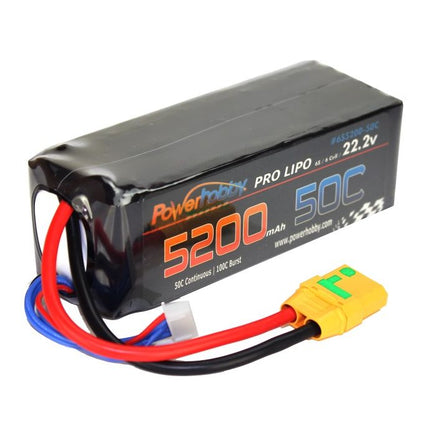 Power Hobby - 6S 22.2V 5200MAH 50C Soft Case Lipo Battery, w/ XT90 Plug - Hobby Recreation Products