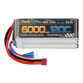 Power Hobby - 6S 22.8V 6000mAh 120C Graphene + HV LiPo Battery w/ Deans Plug - Hobby Recreation Products