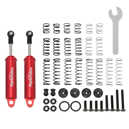 Power Hobby - 90mm Promatics Two Stage Internal Spring Shocks, Red, 2 Shocks - Hobby Recreation Products