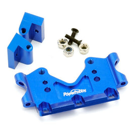 Power Hobby - Aluminum Front Bulkhead, Blue, fits Traxxas Slash, Rustler, Bandit - Hobby Recreation Products