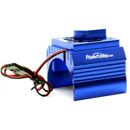 Power Hobby - Aluminum Motor Heatsink Cooling Fan for 1/10 540 and 550 Size Motors, Blue - Hobby Recreation Products