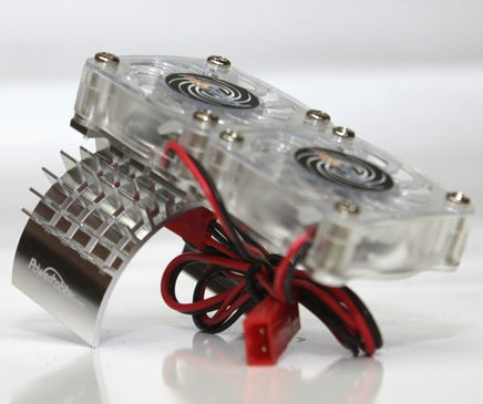 Power Hobby - Aluminum Motor Heatsink & Twin Cooling Fan, for Slash 4WD, Silver - Hobby Recreation Products