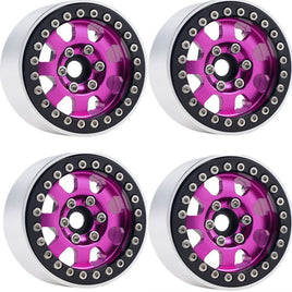 Power Hobby - B1 Aluminum 1.9 Beadlock Wheels 9mm Hubs, Pink, for 1/10 Rock Crawler, 4pcs - Hobby Recreation Products