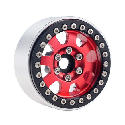 Power Hobby - B1 Aluminum 1.9 Beadlock Wheels 9mm Hubs, Red, for 1/10 Rock Crawler, 4pcs - Hobby Recreation Products