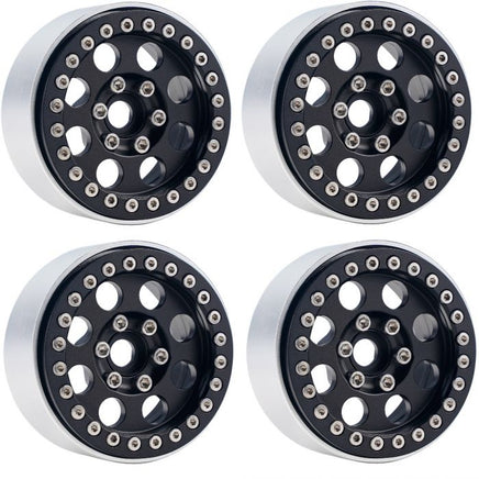Power Hobby - B2 Aluminum 1.9 Beadlock Wheels 9mm Hubs, Black, 1/10 Rock Crawler, 4pcs - Hobby Recreation Products