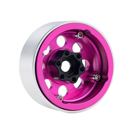 Power Hobby - B2 Aluminum 1.9 Beadlock Wheels 9mm Hubs, Pink, for 1/10 Rock Crawler, 4pcs - Hobby Recreation Products