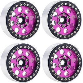 Power Hobby - B2 Aluminum 1.9 Beadlock Wheels 9mm Hubs, Pink, for 1/10 Rock Crawler, 4pcs - Hobby Recreation Products