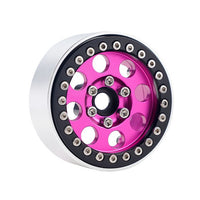 Power Hobby - B2 Aluminum 1.9 Beadlock Wheels 9mm Hubs, Pink, for 1/10 Rock Crawler, 4pcs - Hobby Recreation Products