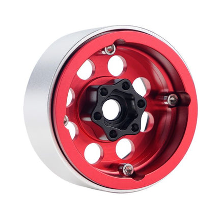 Power Hobby - B2 Aluminum 1.9 Beadlock Wheels 9mm Hubs, Red, for 1/10 Rock Crawler, 4pcs - Hobby Recreation Products
