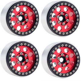 Power Hobby - B2 Aluminum 1.9 Beadlock Wheels 9mm Hubs, Red, for 1/10 Rock Crawler, 4pcs - Hobby Recreation Products