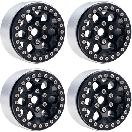 Power Hobby - B3 Aluminum 1.9 Beadlock Wheels 9mm Hubs, Black, for 1/10 Rock Crawler, 4pcs - Hobby Recreation Products