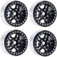 Power Hobby - B4 Aluminum 1.9 Beadlock Wheels 9mm Hubs, Black, for 1/10 Rock Crawler, 4pcs - Hobby Recreation Products