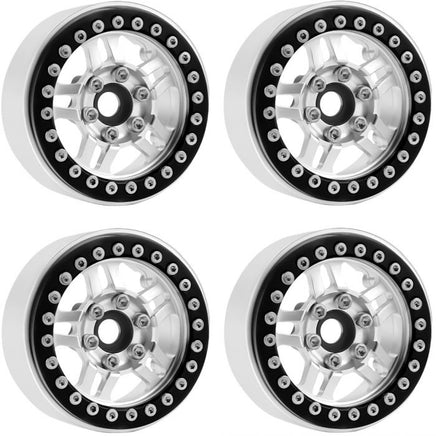 Power Hobby - B4 Aluminum 1.9 Beadlock Wheels 9mm Hubs, Silver, for 1/10 Rock Crawler, 4pcs - Hobby Recreation Products