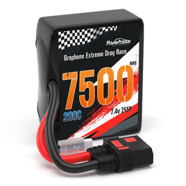 Power Hobby - Graphene 2S 7500MAH 200C Drag Lipo Battery 2S5P w/8AWG Wire QS8 Plug - Hobby Recreation Products