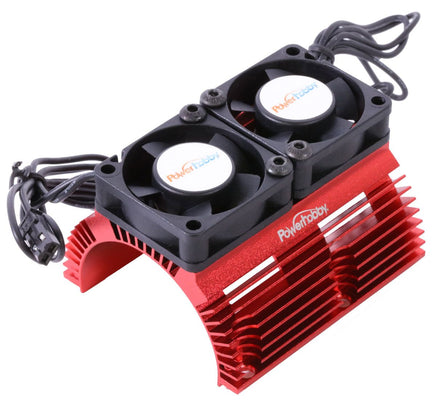 Power Hobby - Power Hobby Heat Sink w/ Twin Tornado High Speed Fans, for 1/8 Motors, Red - Hobby Recreation Products