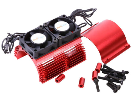 Power Hobby - Power Hobby Heat Sink w/ Twin Tornado High Speed Fans, for 1/8 Motors, Red - Hobby Recreation Products