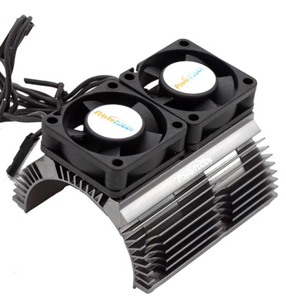 Power Hobby - Powerhobby Heat Sink w Twin Turbo High Speed Cooling Fans 1/8 Motors-GunMetal - Hobby Recreation Products