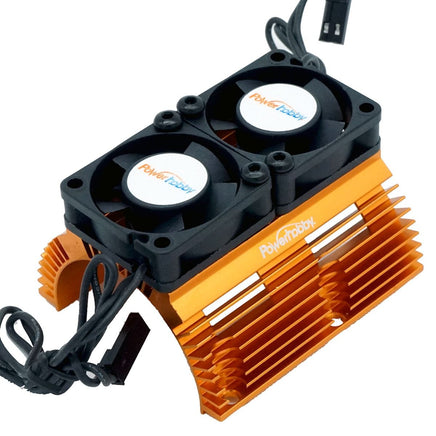 Power Hobby - Powerhobby Heat Sink w Twin Turbo High Speed Cooling Fans 1/8 Motors-Orange - Hobby Recreation Products