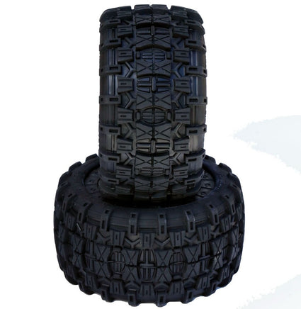 Power Hobby - Raptor 2.8" Belted 1/10 Stadium Truck Tires, Mounted, 0 Offset, fits Front 2WD Stampede Rustler - Hobby Recreation Products