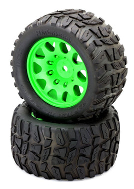 Power Hobby - Raptor XL Belted Tires / Viper Wheels (2) Traxxas X-Maxx 8S-Green - Hobby Recreation Products