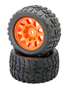 Power Hobby - Raptor XL Belted Tires / Viper Wheels (2) Traxxas X-Maxx 8S-Orange - Hobby Recreation Products