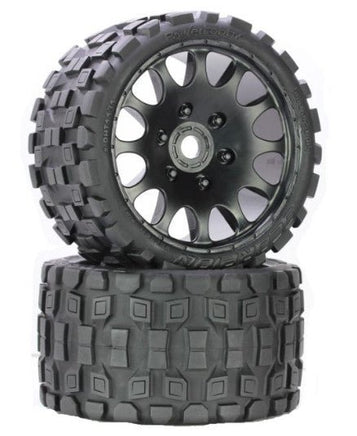 Power Hobby - Scorpion Belted Monster Truck Wheels/Tires (pr.), Pre-mounted, Race Soft Compound 17mm Hex - Hobby Recreation Products