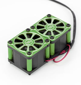 Power Hobby - Twister Twin / Dual 40mm 1/8 1/5 Motor Aluminum Cooling Fan - Green - Hobby Recreation Products