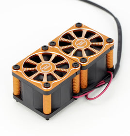 Power Hobby - Twister Twin / Dual 40mm 1/8 1/5 Motor Aluminum Cooling Fan - Orange - Hobby Recreation Products