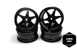 Racers Edge - 1/10 On-Road Drifting Car Wheels, 6V Style, Black Anodized Aluminum (4pcs) - Hobby Recreation Products