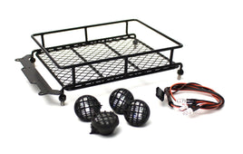 Racers Edge - 1/10 Scaler Metal Mesh Roof Rack, Round Lights - Black - Hobby Recreation Products