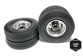Racers Edge - 1/14 Semi Truck Rear Wheels and Tires, Mounted, 1 Pair - Hobby Recreation Products