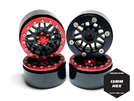 Racers Edge - 1.9" Aluminum Beadlock Crawler Wheels (4pcs) Red Beetle - Hobby Recreation Products