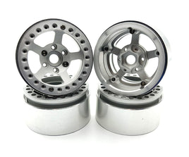 Racers Edge - 1.9" Aluminum Beadlock Rims (4pcs) 5 Star, Silver - Hobby Recreation Products