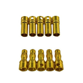 Racers Edge - 3.5mm Gold Plated Banana Plugs, Male & Female (5 pair) - Hobby Recreation Products