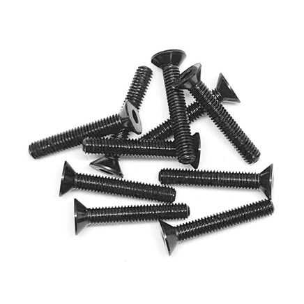 Racers Edge - Aluminum Alloy Flat Head Screw 3x18mm Black (10pcs) - Hobby Recreation Products