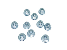 Racers Edge - Flanged Nylon Lock Nut M5 (10pcs) Silver - Hobby Recreation Products