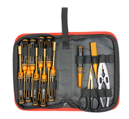 Racers Edge - Large Handle Metric 13 Piece Deluxe Tool Set, Black Gold, with Premium Bag - Hobby Recreation Products