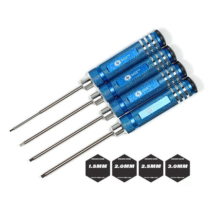 Racers Edge - Metric High Speed Steel Hex Driver Set w/ Blue Handles (4pc) - Hobby Recreation Products