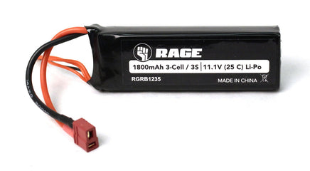 Rage R/C - 11.1V 3S 1800mAh Lipo Battery w/ T-Plug: Black Marlin Brushless - Hobby Recreation Products