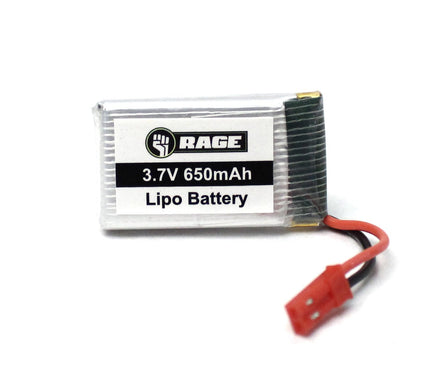 Rage R/C - 1S 3.7V 650mAh Lipo Battery; Stinger 240 - Hobby Recreation Products