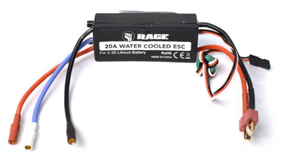 Rage R/C - 20A Brushless ESC (Water-Cooled): Black Marlin Brushless - Hobby Recreation Products