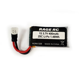 Rage R/C - 3.7V 400mAh 25C LiPo; P-51D, F4U, T-28, Spitfire, Bf 109, Tempest 600, Super Cub MX - Hobby Recreation Products