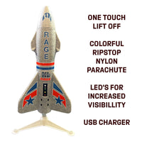 Rage R/C - Spinner Missile XL Electric Free-Flight Rocket with Parachute and LEDs, Gray - Hobby Recreation Products